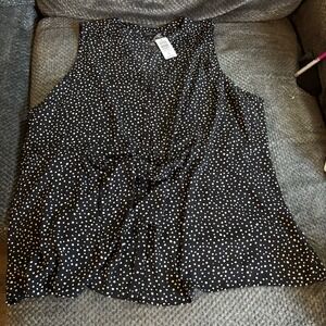 NWT Torrid Blouse Woman Plus Size 4 Black/White‎ Polka Dot Sleeveless Sheer Top